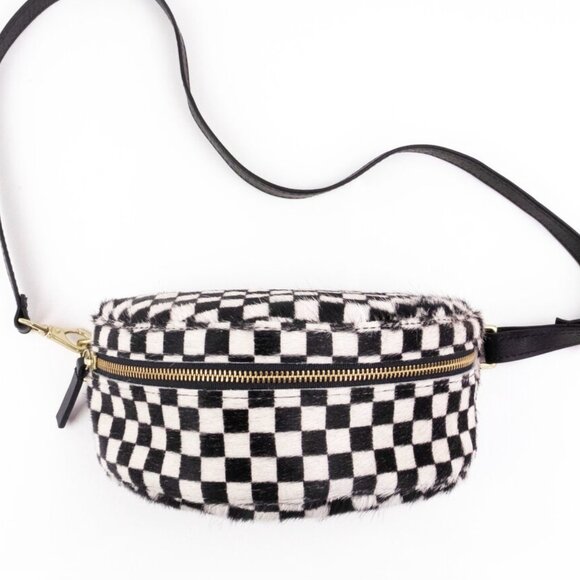 Primecut Checkered Crossbody Calf Hair Cowhide Bum Bag - Picture 2 of 7